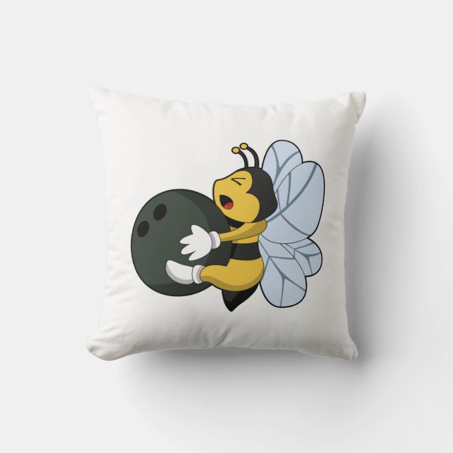 Bee at Bowling with Bowling ball Cushion (Front)