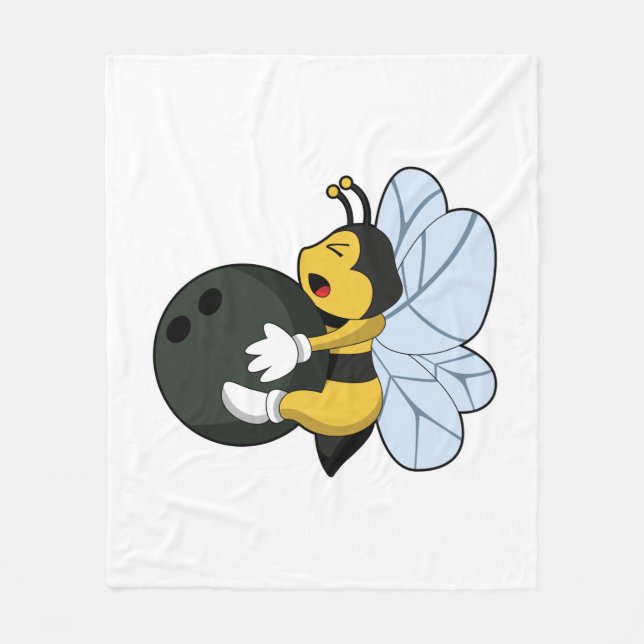 Bee at Bowling with Bowling ball Fleece Blanket (Front)