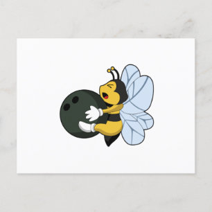 Bee at Bowling with Bowling ball Postcard