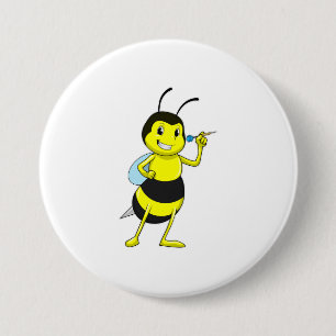 Bee at Darts with Dart 7.5 Cm Round Badge
