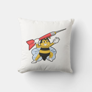Bee at Darts with Dart.PNG Cushion