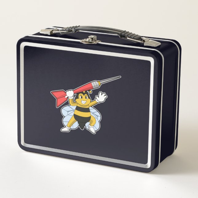 Bee at Darts with Dart.PNG Metal Lunch Box (Front)