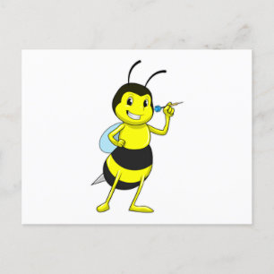 Bee at Darts with Dart Postcard