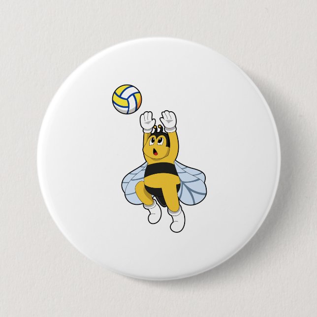Bee at Volleyball Sports 7.5 Cm Round Badge (Front)