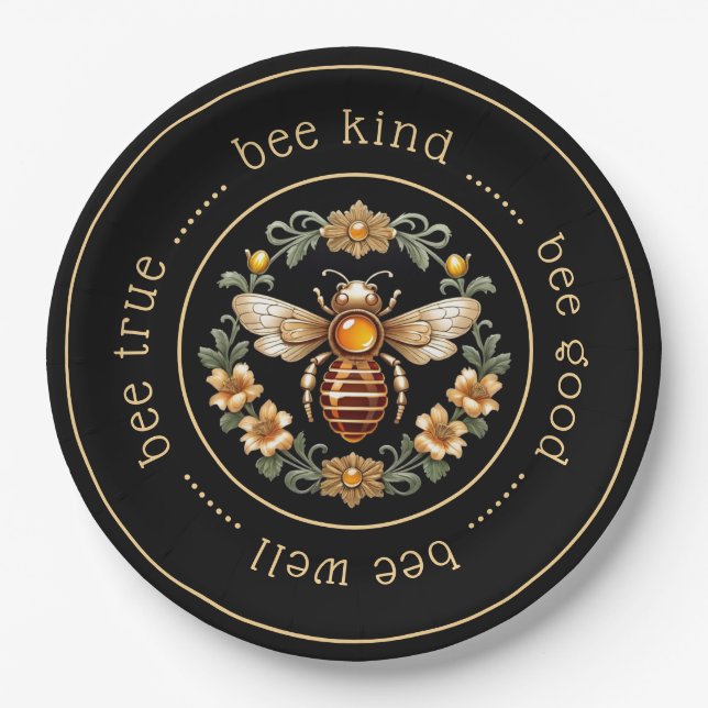 Bee Attitudes Art Nouveau 1 Paper Plate (Front)