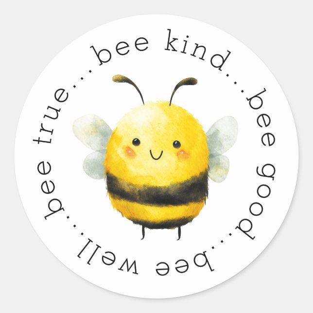 Bee Attitudes Cute Bee Classic Round Sticker (Front)