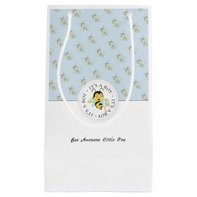 Bee Awesome Baby Boy | Personalised Monogram Small Gift Bag (Front)