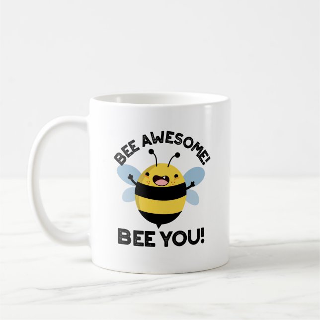 Bee Awesome Bee You Positive Insect Pun  Coffee Mug (Left)