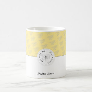 Bee Awesome Silver Honey Bee Personalised Monogram Coffee Mug