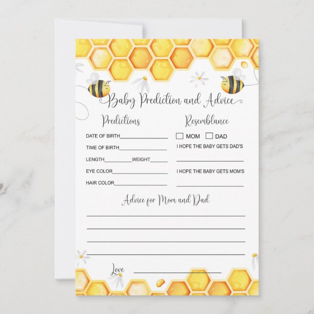 Bee Baby Prediction and Advice Card (Front)