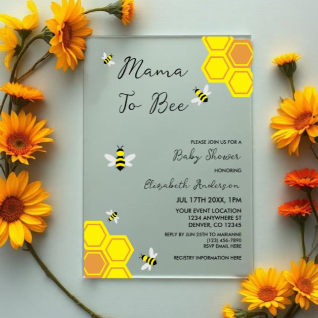 Bee Baby Shower Acrylic Invitations (Creator Uploaded)