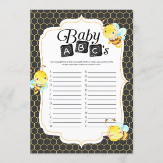 Bee Baby Shower Baby ABC's Game Invitation
