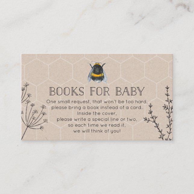 Bee Baby Shower Books For Baby Baby Shower Card (Front)