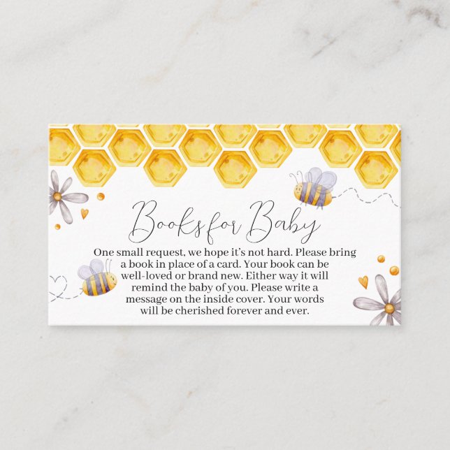 Bee Baby Shower Books for Baby  Business Card (Front)