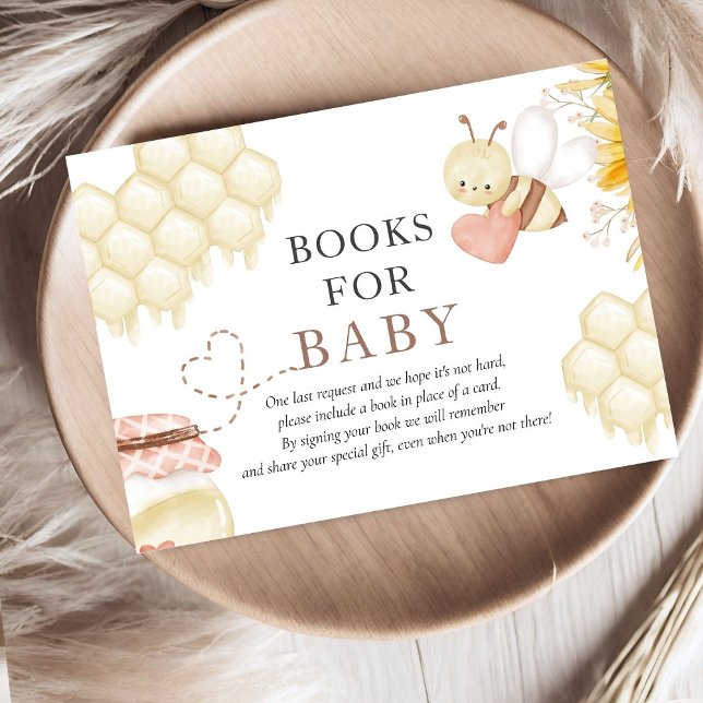 Bee Baby Shower Books For Baby Enclosure Card (Creator Uploaded)