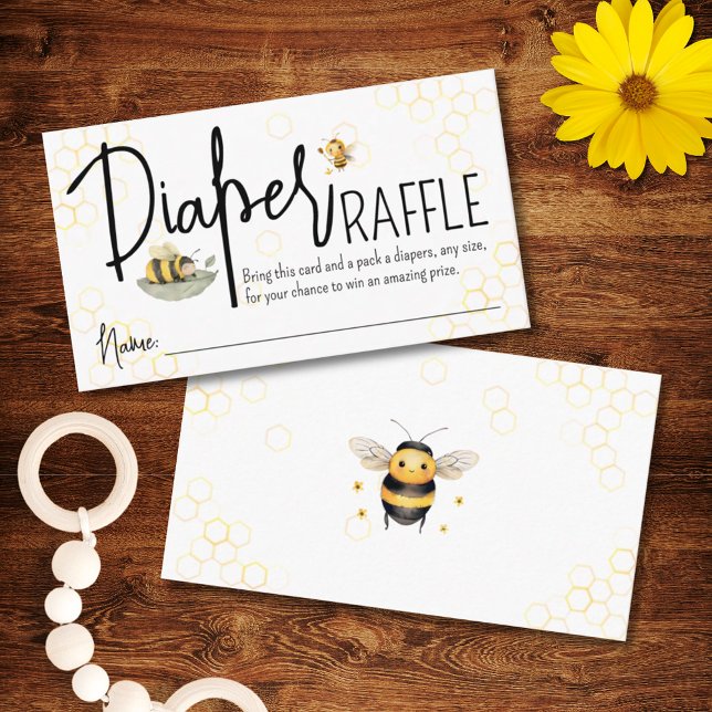 Bee Baby Shower Boy or Girl Sweet Diaper Raffle Enclosure Card (Creator Uploaded)