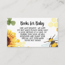 Bee Baby Shower Bring a Book Insert Books for Baby