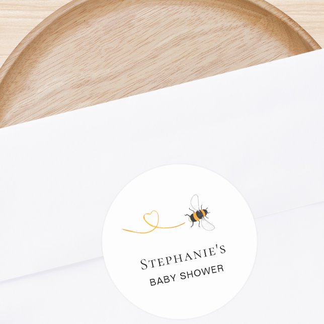 Bee Baby Shower Classic Round Sticker (Creator Uploaded)