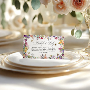 Bee Baby Shower Colourful Floral Books For Baby Enclosure Card