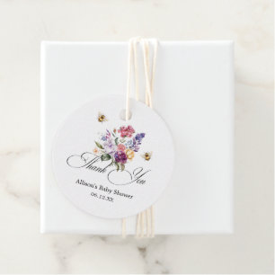 Bee Baby Shower Colourful Floral Thank You Favour Tags