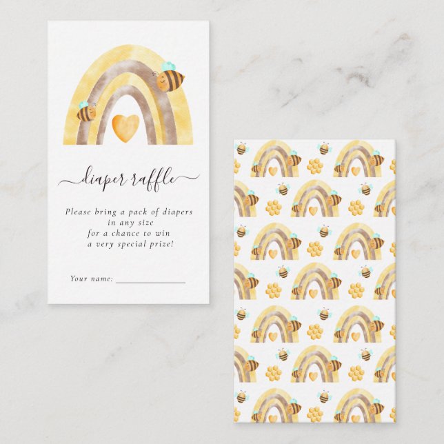Bee Baby Shower Diaper Raffle  Enclosure Card (Front/Back)