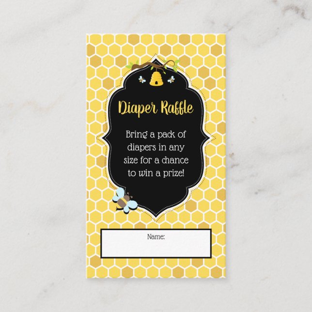 Bee Baby Shower Diaper Raffle Enclosure Card (Front)