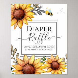 Bee Baby Shower Diaper Raffle Party Sign