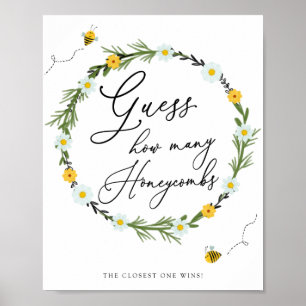 Bee Baby Shower Game Guess How Many Honeycombs Poster
