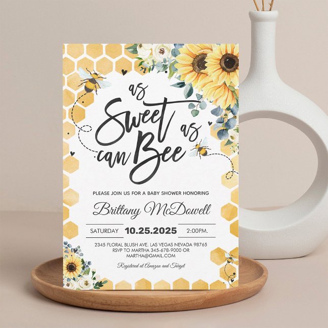 Bee Baby Shower Gender Neutral Invitation (Creator Uploaded)