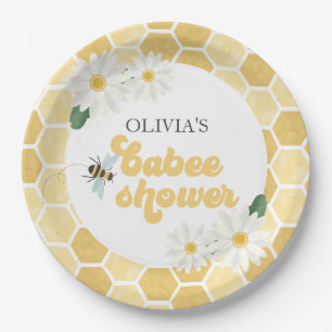 Bee Baby Shower honeycomb and daisies Paper Plate