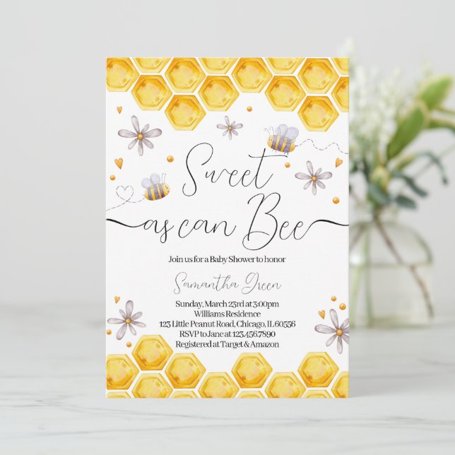  Bee Baby Shower Invitation (Standing Front)