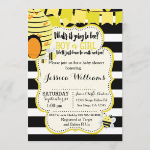 Bee Baby Shower Invitation or Gender Reveal Party