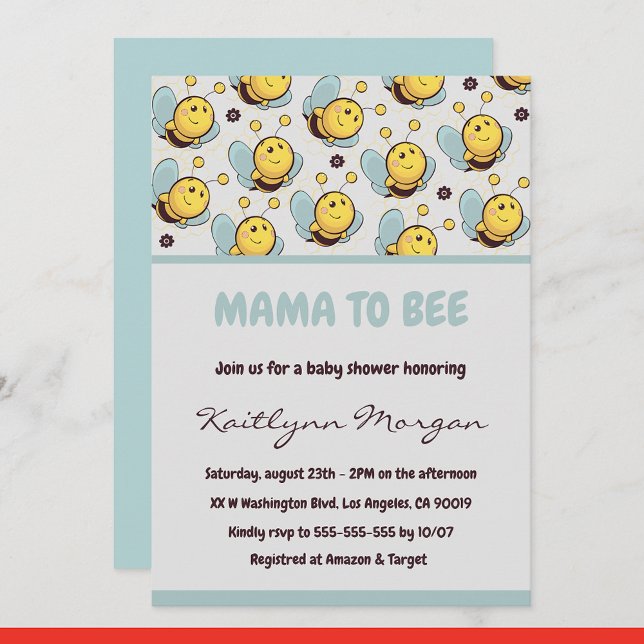 Bee baby shower invitations Mama to bee Bumblebee (Creator Uploaded)