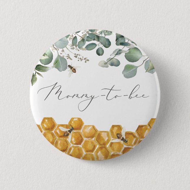 Bee Baby Shower Mummy to Bee 6 Cm Round Badge (Front)