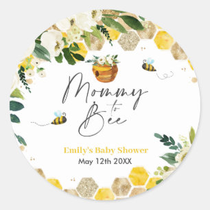 Bee Baby Shower Mummy To Bee Gender Neutral  Classic Round Sticker