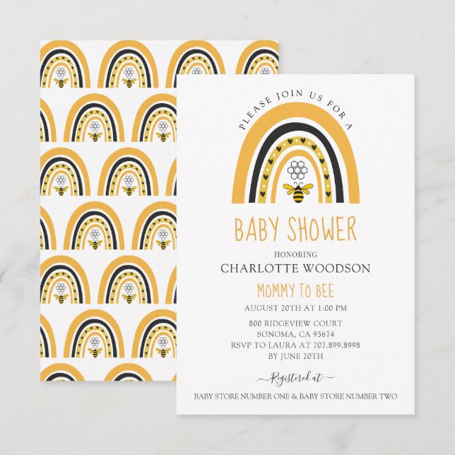 Bee Baby Shower Mummy To Bee Invitation (Front/Back)