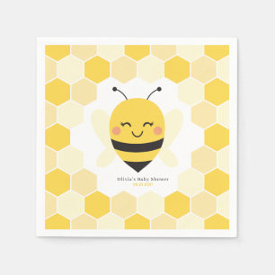 Bee Baby Shower Napkins with Honeycomb Design