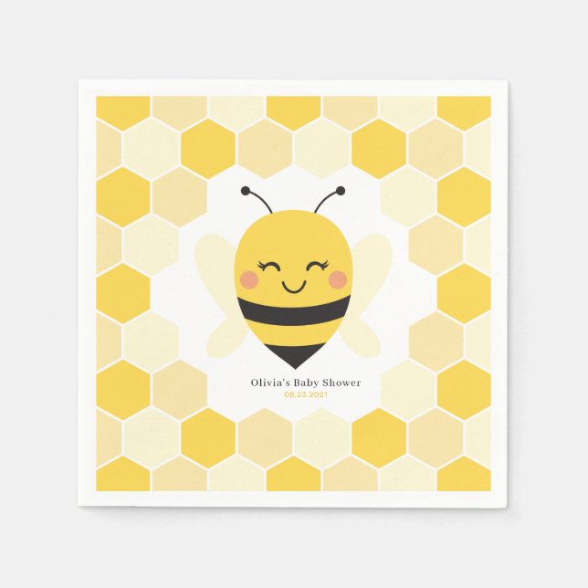 Bee Baby Shower Napkins with Honeycomb Design (Front)
