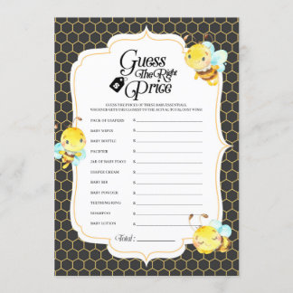 Bee Baby Shower Price Game Invitation