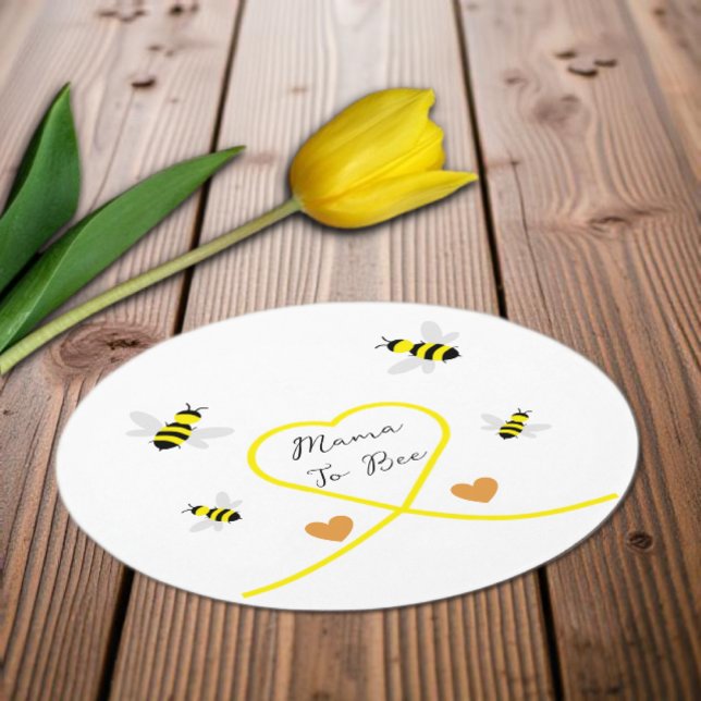 Bee Baby Shower Round Paper Coaster (Creator Uploaded)