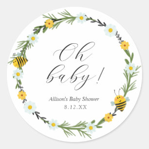 Bee Baby Shower Round Sticker