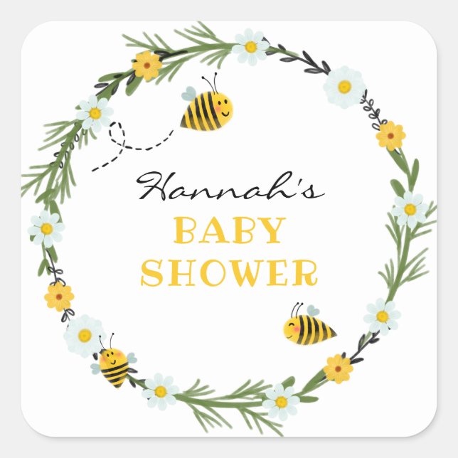 Bee Baby Shower Square Sticker (Front)
