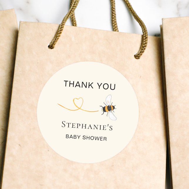 Bee Baby Shower Thank You Classic Round Sticker (Creator Uploaded)