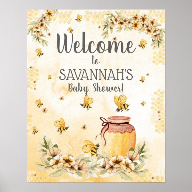 Bee Baby Shower Welcome Sign 16x20" (Front)