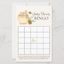 Bee Baby Shower Yellow Bingo Game Card
