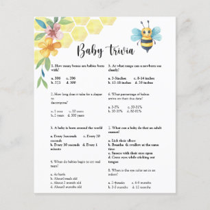 Bee Baby Trivia Baby Shower Game