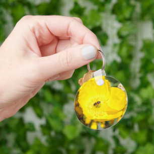 Bee Bathed in Yellow Key Ring