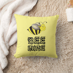 Bee Be Mine Valentine's Day Love Honey Bumblebee Cushion