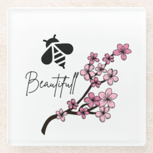 bee beautifull glass coaster