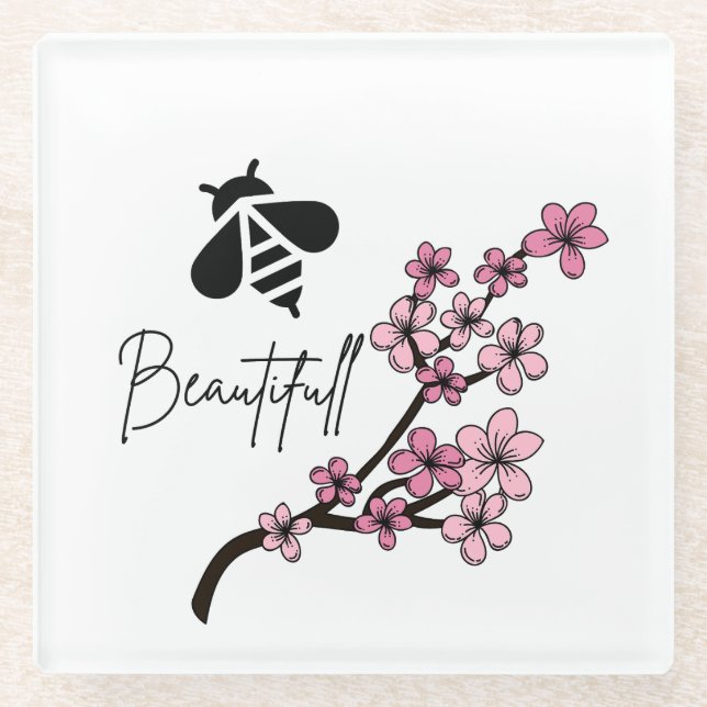 bee beautifull glass coaster (Front)